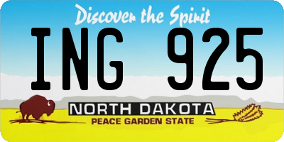 ND license plate ING925