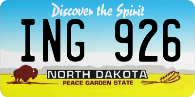 ND license plate ING926