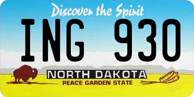 ND license plate ING930