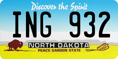 ND license plate ING932