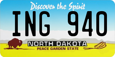 ND license plate ING940