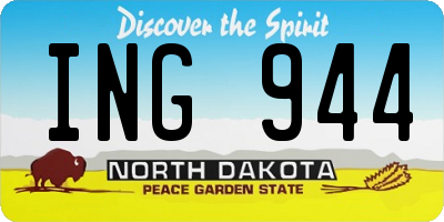 ND license plate ING944