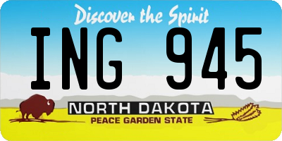 ND license plate ING945