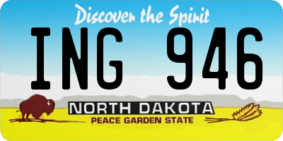 ND license plate ING946