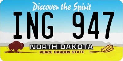 ND license plate ING947