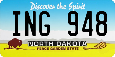 ND license plate ING948