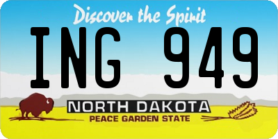 ND license plate ING949