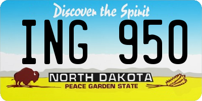 ND license plate ING950