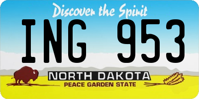 ND license plate ING953