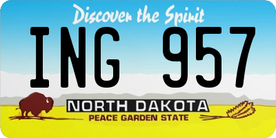ND license plate ING957