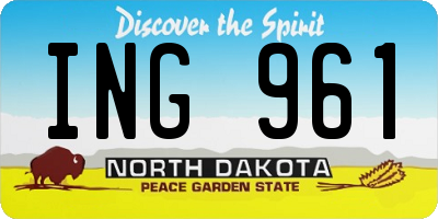 ND license plate ING961