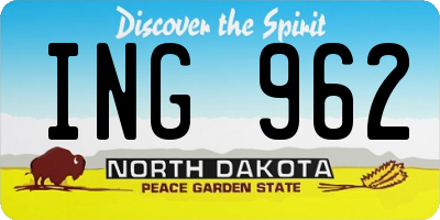 ND license plate ING962