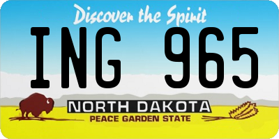 ND license plate ING965