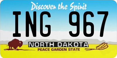ND license plate ING967