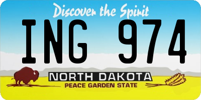 ND license plate ING974