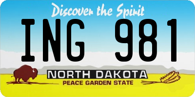 ND license plate ING981
