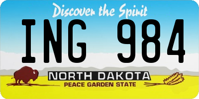 ND license plate ING984