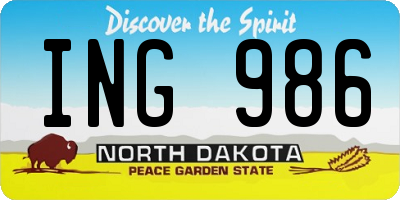 ND license plate ING986