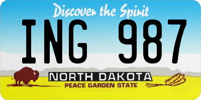 ND license plate ING987