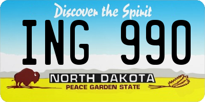 ND license plate ING990
