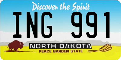 ND license plate ING991