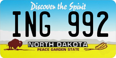 ND license plate ING992