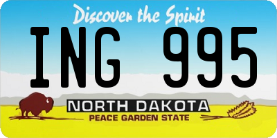 ND license plate ING995
