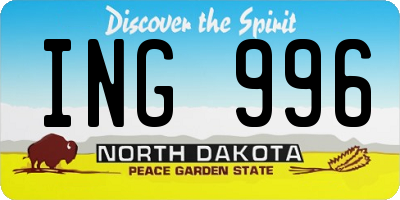 ND license plate ING996