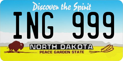ND license plate ING999