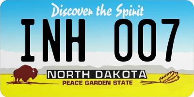 ND license plate INH007