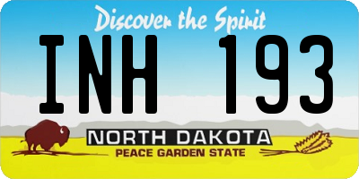 ND license plate INH193
