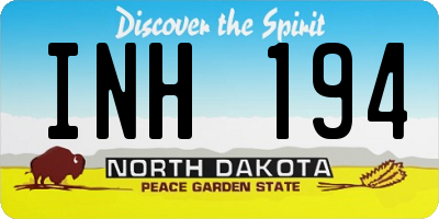 ND license plate INH194