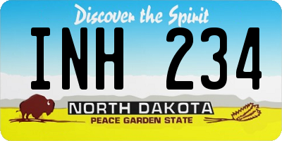 ND license plate INH234
