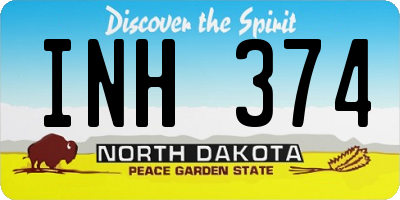 ND license plate INH374