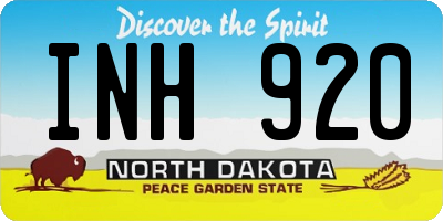 ND license plate INH920