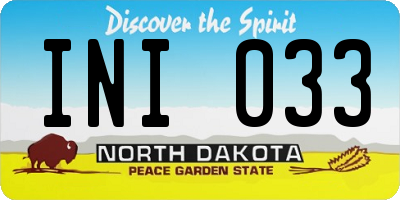 ND license plate INI033