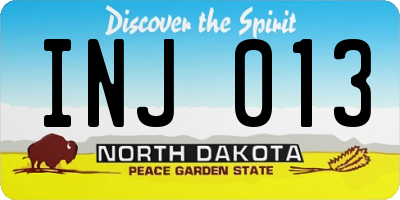 ND license plate INJ013