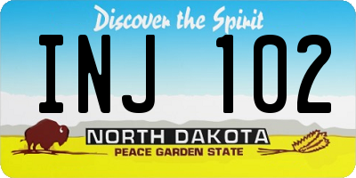 ND license plate INJ102
