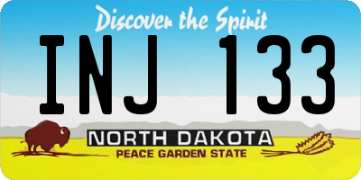 ND license plate INJ133