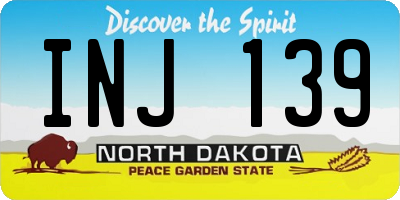 ND license plate INJ139