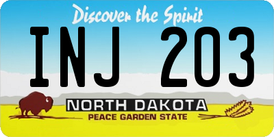 ND license plate INJ203