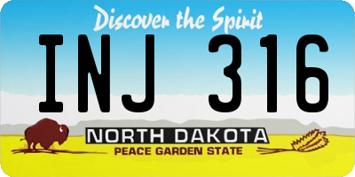 ND license plate INJ316