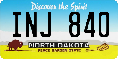 ND license plate INJ840
