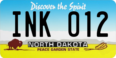 ND license plate INK012