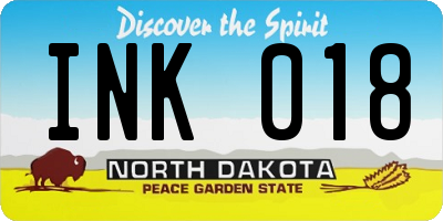 ND license plate INK018