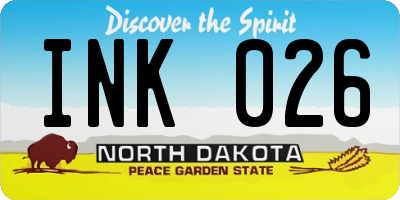 ND license plate INK026