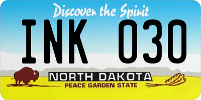ND license plate INK030