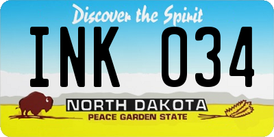 ND license plate INK034