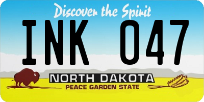 ND license plate INK047