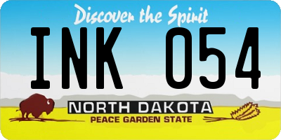 ND license plate INK054
